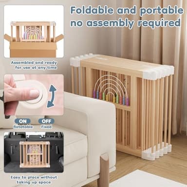 Foldable Wooden Baby Playpen Activity Center,Adjustable Size & Shape Portable Play Yard, Baby Fence Play Area with Gate for Indoor Use for Babies and Toddlers(82x55x24inches) - Image 3