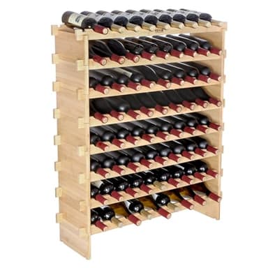 VEVOR 8-Tier 72 Bottles Stackable Modular Wine Rack, Freestanding Wines Holder Display Shelf, Solid Bamboo Wood Storage Racks, Wobble-Free Shelves for Kitchens, Dining Rooms, Cellars, Natural Color - Image 12