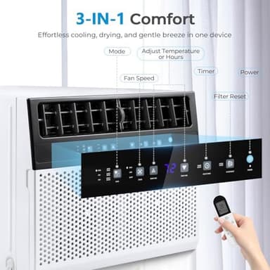 U-Shaped Window Air Conditioner, 12000BTU Window AC Units Cools up to 550 Sq. Ft, 6 Modes, Saddle Window AC Unit with Full Window View, Energy Saving, Installation Kit Included, CEER 10.5 - Image 5