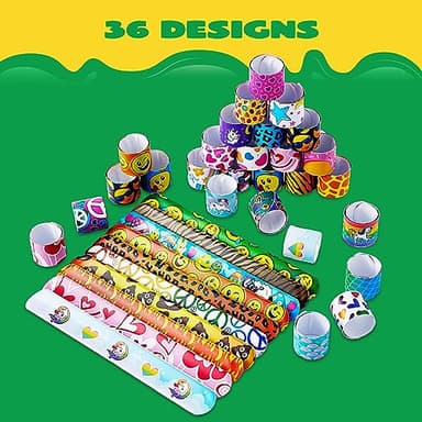 JOYIN 60 Pcs Slap Bracelets for Kids, Bulk Wristbands with Animals, Friendship, Heart, Party Favors, Classroom Prizes Birthday Exchanging Gifts,Goodies Bag Stuffers Fillers - Image 3