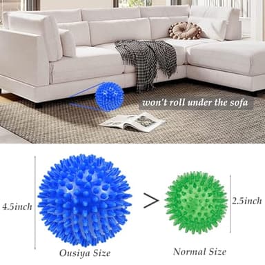 Ousiya Dog Balls 4.5” Squeaky Dog Toys Spikey Ball for Aggressive Chewers Heavy Duty Teething Large Medium Durable Dogs Balls (4 Pack) - Image 3
