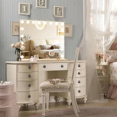 Ratsamee Hollywood Vanity Mirror with Lights, 18 Dimmable Bulbs, 3 Color Lights,Make Up Lighted Mirror, Aluminum Metal Frame, USB Charging Port(32" x 24") - Image 2