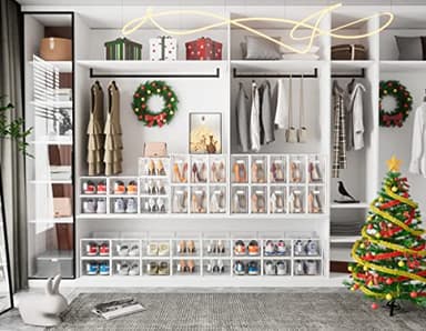 SIMPDIY Shoe Storage, 12 Pack Shoe Organizer for Closet, Shoe Boxes Clear Plastic Stackable Shoe Containers with Lids for Size 10 - Image 2