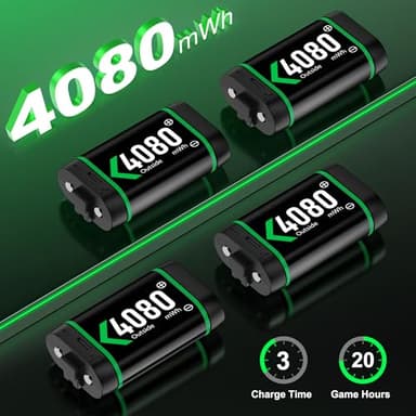 Charger for Xbox One Controller Battery Pack with 4x4080mWh USB C Xbox Rechargeable Battery Pack Series X|S, One S/One X/Elite Controller Charger Station Accessories 1700mAh - Image 2