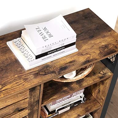 VASAGLE Lowell Storage Cabinet, Sideboard with Adjustable Shelves and Louvered Doors, Industrial, 13" D x 44.9" W x 29.5" H, Rustic Brown - Image 5