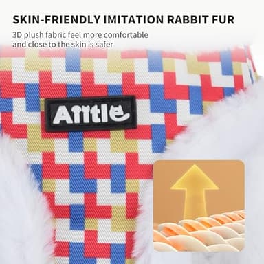 AIITLE Warm Plush Dog Vest Harness and Leash Set - No-Pull Plaid Dog Harness with Safety Buckle - Cold Weather Dog Harness for Indoor and Outdoor Use for Puppy and House Cats White XXS - Image 4