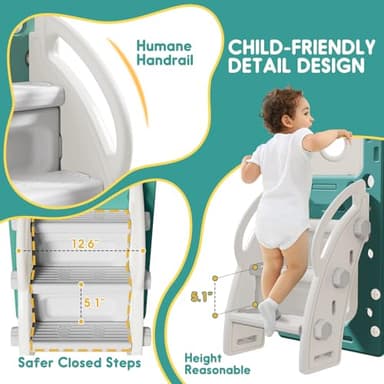 MOCUTEEN 8 in 1 Toddler Slide,Baby Playset for Indoor Outdoor Playground with Basketball Hoop,Storage and Telescope,Climbing Toys for Toddler Playground Playset - Image 10