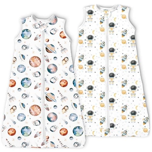 TOTBASIC Extra Large Toddler Sleep Sack, Light Summer Wearable Blanket Baby Sleeping Bag with 2-way Zipper, Ultra Soft Breathable Sleep Sacks for 24-36-48 Months 2T-3T-4T, 2 Pack(Planet Explorers) - Image 1