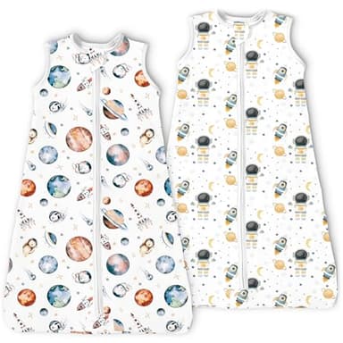 TOTBASIC Extra Large Toddler Sleep Sack, Light Summer Wearable Blanket Baby Sleeping Bag with 2-way Zipper, Ultra Soft Breathable Sleep Sacks for 24-36-48 Months 2T-3T-4T, 2 Pack(Planet Explorers) - Image 1