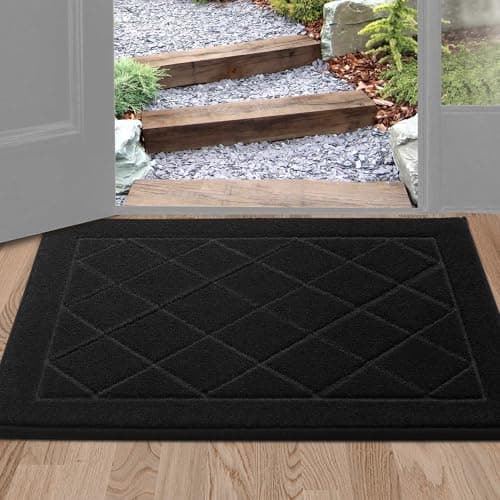BEQHAUSE Dirt Trapper Door Mat 24" x 36", Doormat Non-Slip Entryway Rugs Washable, Dog Door Mat Stain Resistant and Absorbent Welcome Floor Mat for Front Back Door, Muddy Wet Shoes & Paws, Black - Image 1