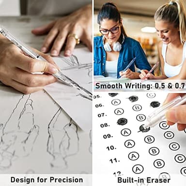 Four Candies Mechanical Pencil Set with Case, 6PCS Aesthetic Mechanical Pencils 0.5 & 0.7mm with 360PCS HB Lead Refills, 3PCS Erasers, 9PCS Eraser Refills for writing, drawing and sketching - Image 9