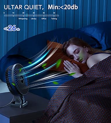 JZCreater USB Desk Fan, Mini Portable Fans, 3 Speeds Desktop Table Cooling Fan, Plug in Power, Rotation Strong Wind, Quiet Personal Small for Home Office Travel Bedroom, Black Blue - Image 7