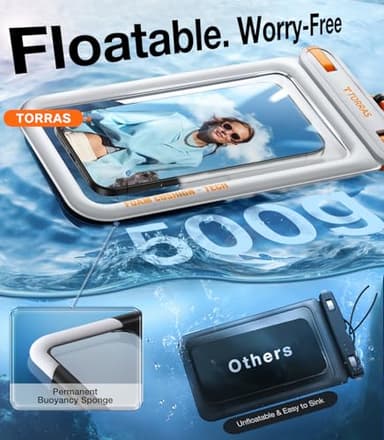 TORRAS IP68 Waterproof Phone Pouch Double Space, Floating Waterproof Phone Case with Lanyard for iPhone 17 Pro Max 16 15 14 S25 S24, Phone Dry Bag Vacation Cruise Ship Travel Essentials 7.0'', White - Image 5
