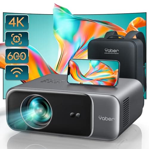 [Auto Focus/4K Support] Projector with WiFi 6 and Bluetooth 5.2, YABER Pro V9 Native 1080P Outdoor Movie Projector, Auto 6D Keystone & 50% Zoom, Home Theater Projector for Phone/TV Stick/PC - Image 1