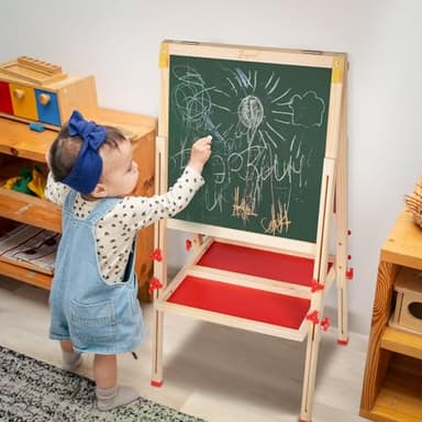 Joyooss Art Easel for Kids Easel, Foldable Toddler Easel for Painting Double Sided Whiteboard & Chalkboard, Standing Drawing Board with Paper Roll Children Easel for Kids Ages 2-4 4-8 8-12 - Image 8