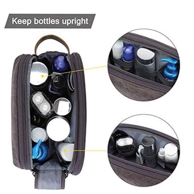 BAGSMART Toiletry Bag for Men, Canvas Travel Toiletry Organizer Dopp Kit Water-resistant Shaving Bag for Toiletries Accessories,Grey-Medium - Image 5