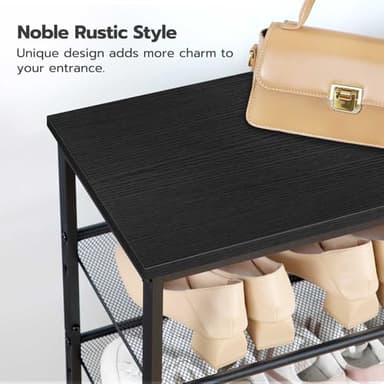 HOOBRO Shoe Rack for Entryway, 5-Tier Organizer with Adjustable Mesh Shelves, 16-20 Pairs, Spacious Floor Mount, Metal, Industrial, Closet Shoe Shelf, Black BB12XJ01 - Image 8