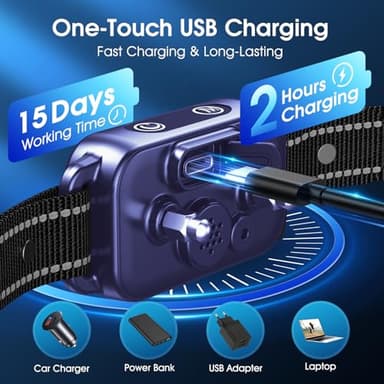 DINJOO Bark Collar, Dog Bark Collar for Large Medium Small Dogs,Smart Bark Collar,Rechargeable Anti Barking Training Collar with 8 Adjustable Sensitivity,Bark Collar with Beep (Purple) - Image 6