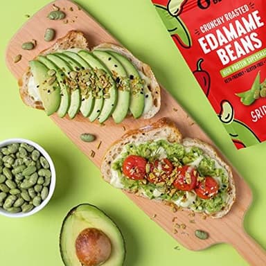 The Only Bean Crunchy Roasted Edamame Snacks Pack (Sriracha), Protein Keto Food, Gluten Free, Asian Japanese Snacks, Hot Spicy Snack, 0.9oz 10 Pack - Image 6