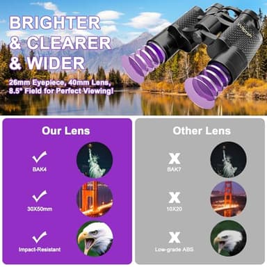 25x40 Binoculars for Adults High Powered with Compass, Compact HD Waterproof Binoculars for Bird Watching, Hunting, Concerts, Travel & Outdoor Adventures - Image 3