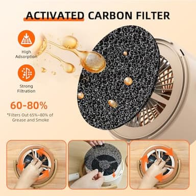 SYNAMENO Portable Range Hood Desktop Kitchen Exhaust Fan for Cooking with 2-Speed Suction, Hangable Design with 5 Detachable Filters, for Hot Pot, Indoor BBQ, RV Camping, Small Kitchen - Image 7