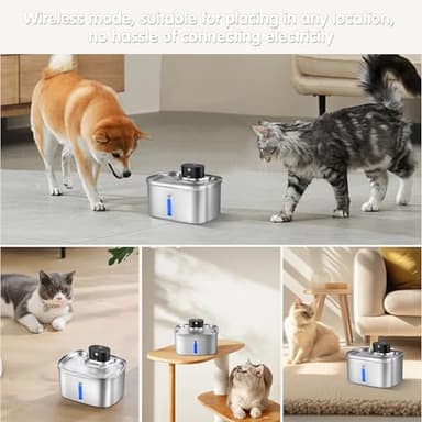 5L/169oz Automatic Stainless Steel Pet Water Fountain for Cats & Dogs, Cordless Cat Dog Drinking Fountain with 5000mAh Rechargeable Battery, Ultra-Quiet Pump & 3 Smart Modes - Image 5
