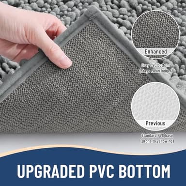 Arotive Luxury Chenille Bathroom Rug Mat, Extra Soft Thick Absorbent Shaggy Bath Rugs, Non-Slip Machine Wash Dry, Plush Bath Mats for Bathroom, Shower and Tub, 36x24, Grey - Image 5