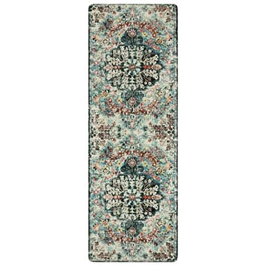 Lahome Bohemian Floral 2'8" x 8' Washable Hallway Runner Rug, Non Slip Kitchen Carpet Runners, Turkish Soft Pet Friendly Stair Mat for Bathroom Laundry Room Sunroom, Teal - Image 9