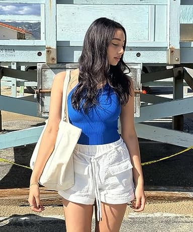 Sunzel Women's Ribbed Tank Tops, Seamless Crop Top, Long Basics Camisole Shirts with Racerback & Scoop Neck for Workout Yoga 2 Packs Black Black M - Image 7