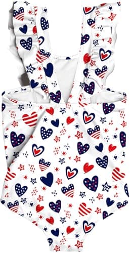 RAISEVERN Toddler Girls American Flag Swimsuit 3T Ruffles 4th of July Bathing Suits Cute Star Striped Beach Summer One Piece Swimwear Backless Quick-Dry Swimming Bodysuit for Size 3 4t Little Girl - Image 2