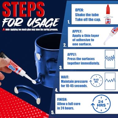3 Gram (Pack of 24) Single Use Super Glue Liquid, Super Fast, Thin & Strong Adhesive Superglue, Cyanoacrylate Glue for Hard Plastics, DIY Craft, Ceramics, Leather, Metal Etc - Image 5