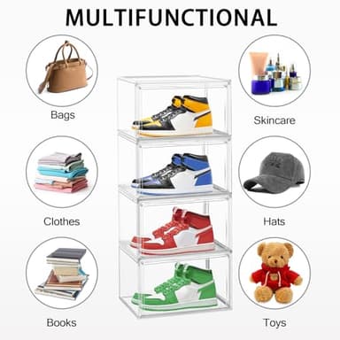 DAYOOH Acrylic Sneaker Shoe Display Case Transparent Shoe Box Storage Bins Clear Plastic Stackable Boot Handbag Organizer Containers with Lids, 1Pack Size 14 - Image 5