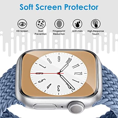 UniqueMe 8 Pack for Apple Watch Screen Protector 41mm, Apple Watch Series 9/8/7 Screen Protector [Upgrade Flexible Film] Anti-Scratch [Non-Bubbles] Soft HD TPU Clear Film for iWatch 41mm - Image 3