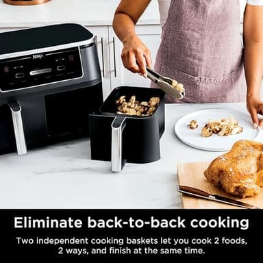 Ninja R-AD300CO Foodi 6-in-1 10-qt. XL 2-Basket Air Fryer with DualZone Technology, Black (Renewed) - Image 4