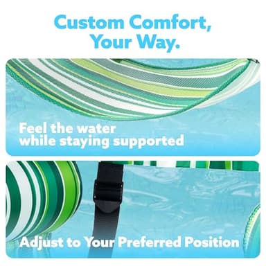 Sloosh Pool Floats Chairs Adult, 2 Packs Inflatable Pool Lounge Chairs,Blow up Hammock Pool Noodles Floats for Adults,Stripe Pattern Floating Water Chair for Pool Lake River(Stripe) - Image 3