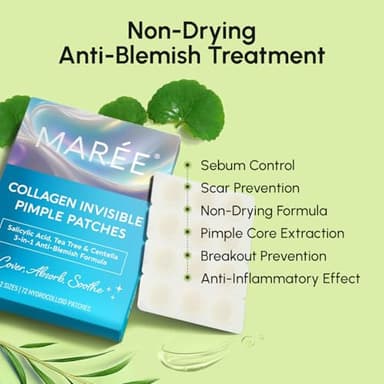 MAREE Invisible Pimple Patches - Clear Pimple Patches for Face - Hydrocolloid Acne Patches Anti Blemish - Zit Stickers for Face - Parches Para Acne - Pinple Zit Patches Pimple Stickers - 72 Dots - Image 3