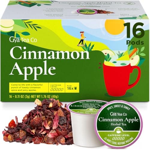 Gya Tea Co Cinnamon Apple Tea pod Tea Gift Set (16 ct) - Decaf Apple Cider for Soothing & Digestive Health - Image 1