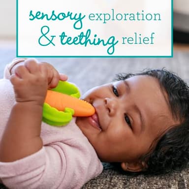 Infantino Lil’ Nibbles Textured Silicone Teether, BPA-Free Baby Teething Toy, Soft, Easy to Hold, Sensory Stimulation for Infants, Carrot - Image 3