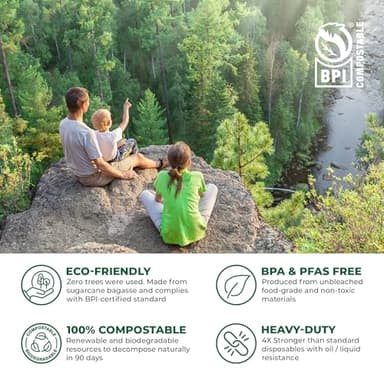 Freshware Paper Bowls - Disposable 32 oz Soup Bowl, 50-Pack Biodegradable Sugarcane Fiber Serving Bowls - Heavy Duty Bagasse for Hot Food Plates - Microwave & Freezer Safe, Stackable Dinnerware - Image 6