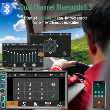 7" Wireless Apple CarPlay & Android Auto Double Din Car Stereo - 240W High-Power Sound, Touchscreen Bluetooth Receiver with USB-C/AUX/TF Ports, RDS/FM/AM Radio & MirrorLink HD Display - StyleA - Image 6