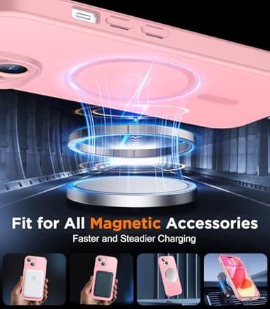 SPIDERCASE Designed for iPhone 15 Case, Magnetic Translucent with 2PCS Tempered Glass Screen Protector Anti-Fingerprint Anti-Scratch Phone Case,Pink - Image 6