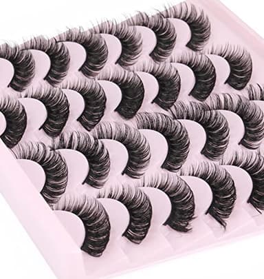 False Eyelashes Russian Strip Lashes Volume Fake Eyelashes Extension D-Curly Wispy Handmade Soft Reusable 14 Pairs Lashes Pack - Image 6