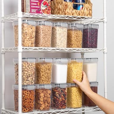 Vtopmart Airtight Food Storage Containers 12 Pieces 1.5qt / 1.6L- Plastic BPA Free Kitchen Pantry Storage Containers for Sugar, Flour and Baking Supplies - Dishwasher Safe - Include 24 Labels, Black - Image 2