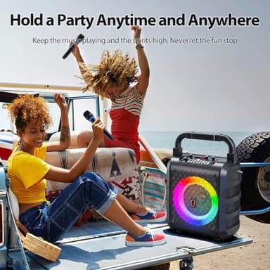Karaoke Machine with 2 Wireless Microphones, 【2025 Upgraded 20W 6.5"Subwoofer】Portable Bluetooth Karaoke Speaker for Adults & Kids, Karaoke Microphone with PA System, Party Light, Support USB/TF/AUX - Image 8