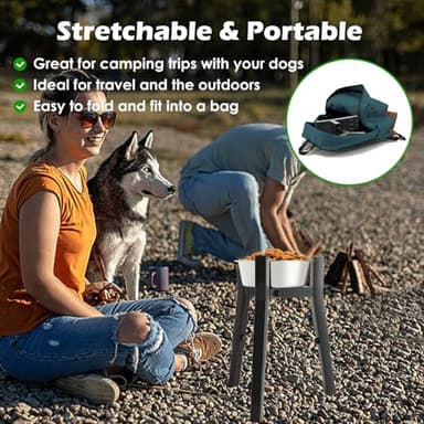 SHAINFUN Elevated Dog Bowl with Stand for Large Dogs, with 61oz Bowls, Adjustable Height & Width, Tall Raised Dog Food Water Stand - Image 6