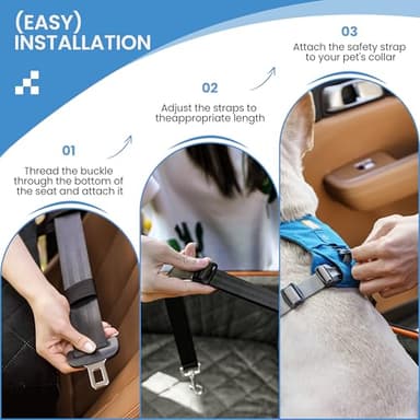 Dog Car Seat for Medium Dogs - Pet Car Seat with 2 Safety Straps & Waterproof Padding, Portable Pet Carrier for Cars, Trucks & SUVs, Comfortable Booster Bed for Pets Up to 55lbs (Black/Grey) - Image 3