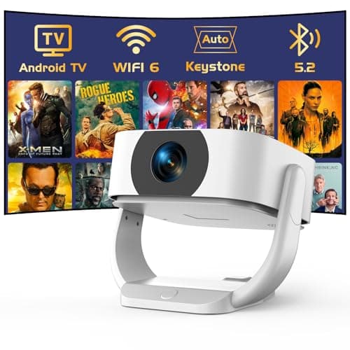 4K Support Outdoor Smart Projector with WIFI 6 and Bluetooth 5.2 with Apps Built-in , Native 1080P Mini Wireless Projector, 360° Rotatable, Electric Focus & Auto Keystone, Android Movie Projector - Image 1