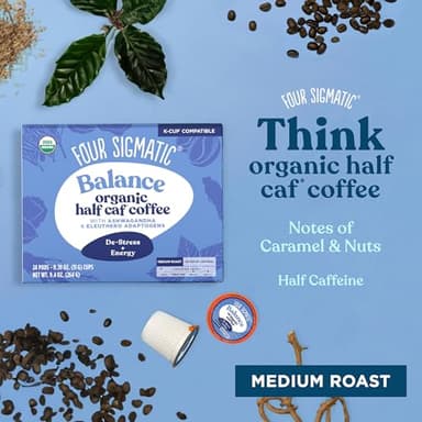 Four Sigmatic Adaptogen Coffee K-Cups | Organic Medium Roast Ground Coffee with Ashwagandha, Eleuthero, Chaga & Tulsi | Immune Support & Stress Relief | Keto | 24 Count - Image 6