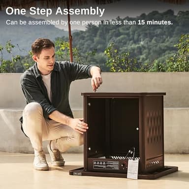 EAST OAK 28'' Propane Fire Pit Table, 50,000 BTU Steel Gas FirePit for Outdoor, Outside Patio Deck and Garden, CSA Certified Fire Table with Magnetic Lid, Cover-Storage Basket and Lava Rock , Brown - Image 2