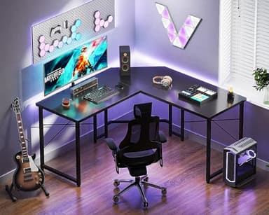 Casaottima L Shaped Gaming Desk, Corner Desk Gaming Table for Home Office, Computer Desk Sturdy Writing Workstation for Small Space, Easy to Assemble, 51 inch, Carbon Fiber Surface, Black - Image 7